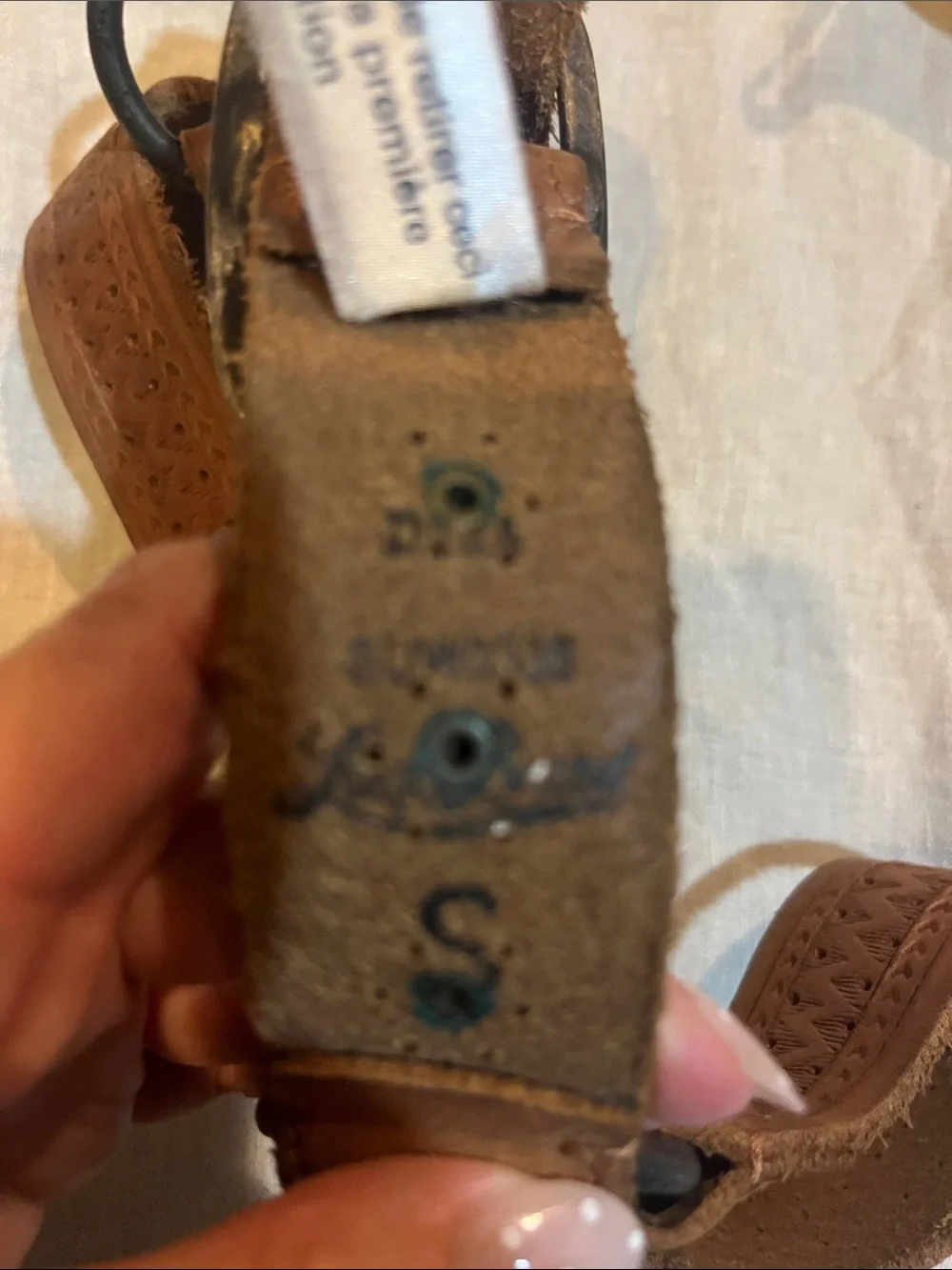 Lucky Brand Brown Leather Studded Strap Sandal Accent
